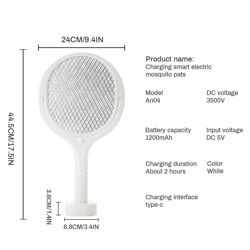 3500V 5in1 Mosquito Killer Lamp Multicunctional Angle Adjustable Bug Zapper Electric USB Rechargeable Mosquito Fly Bat Swatter Leedoar