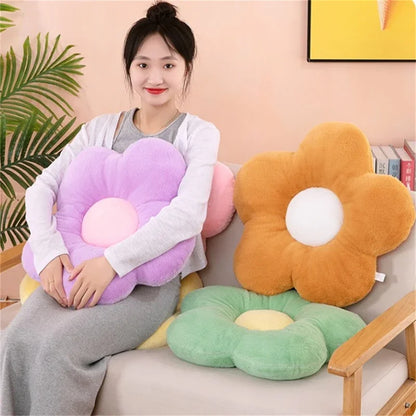 35cm Kawaii Colorful Flower Plush Pillow Cushion Soft Sunflower Plant Mat Stuffed Sofa Bed Sleeping Back Cushion Decor Gifts Leedoar