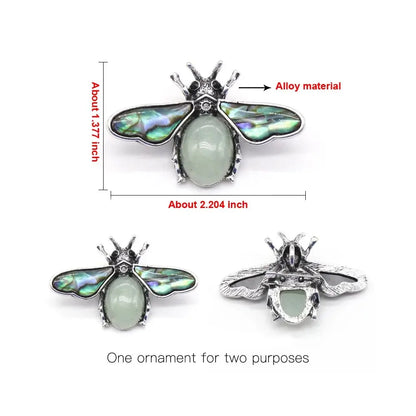 35x56mm Bonito Abelha Forma Pingente Pedra Natural Cristal Ágata Abalone Shell Broche Charms para Fazer Jóias DIY Colar Acessório 