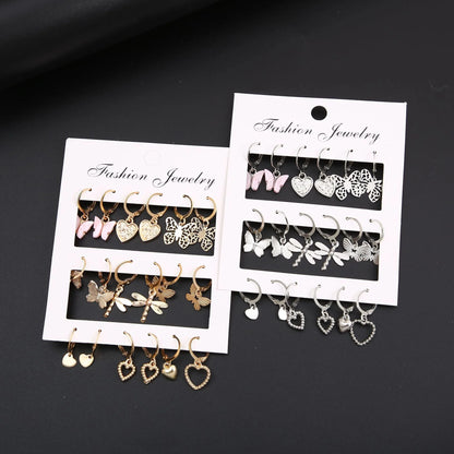 36 Piece Set of Fashionable And Caring Butterfly Hollow Pendant Earrings Set For Women's Daily Parties Giving Girlfriends Gifts Leedoar