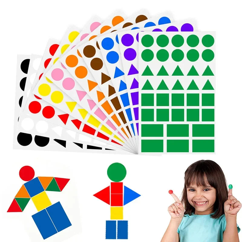 360-1080pcs Colored Triangles Rectangular Dot Stickers for Kids Student DIY Jigsaw Puzzle Geometry Stickers Scrapbook Labels Leedoar