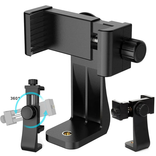 Clip para teléfono móvil de 360 ​​grados compatible con todos los soportes para teléfono móvil con tornillo de 1/4, adaptador de trípode de escritorio para soporte de iPhone 