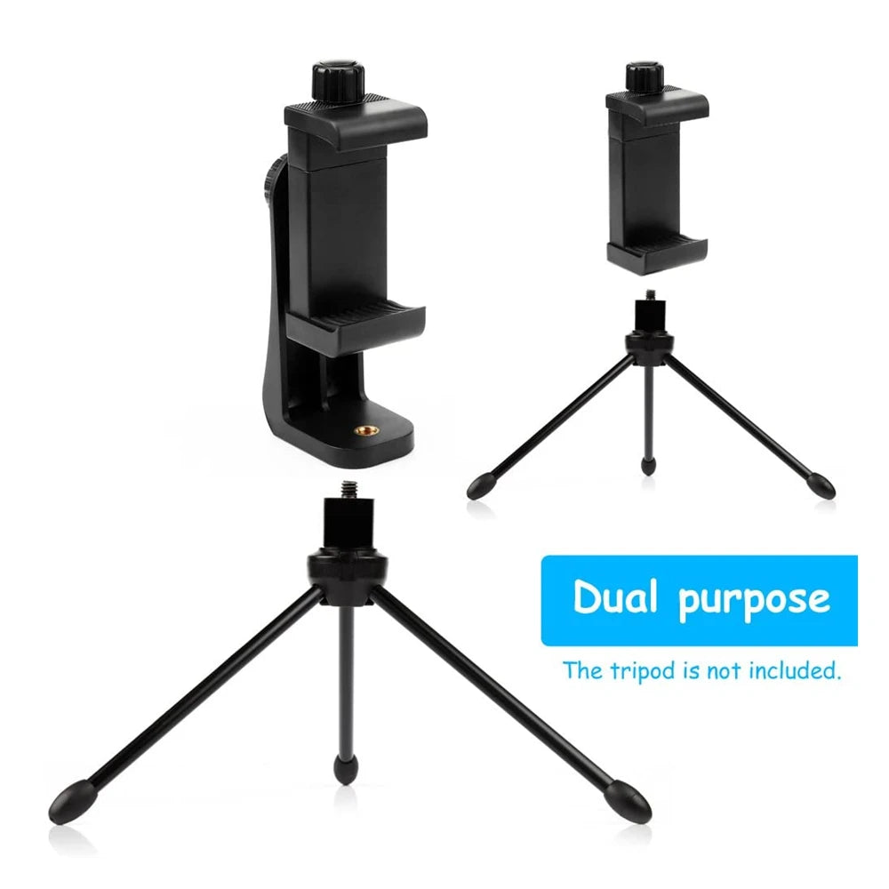 360 Degree Mobile Phone Clip Compatible With All 1/4 Screw Cellphone Holder Tripod Mount Desk Tripod Adapter For Iphone Stand Leedoar