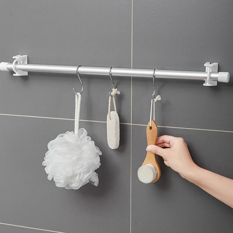 360° Rotatable Retractable Pole Fixator for Non-drilling Strong Adhesive Hooks Towel Rod Shower Curtain Rod Bracket Leedoar