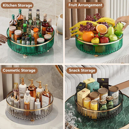 360 Rotating Tray Spice Rack Pantry Cabinet Turntable With Base Storage Bin Kitchen Organizer For Seasoning Cosmetic Storage Box Leedoar