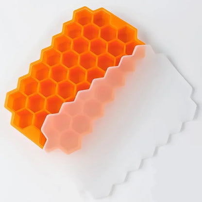 37 Compartment Honeycomb Ice Compartment Molds Jelly Ice Cube Tray with Lid Honeycomb Ice Cube Ice Box Moulds Leedoar