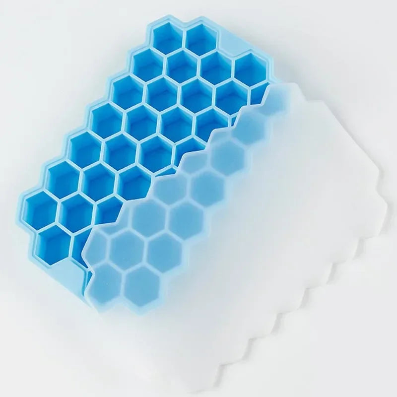 37 Compartment Honeycomb Ice Compartment Molds Jelly Ice Cube Tray with Lid Honeycomb Ice Cube Ice Box Moulds Leedoar