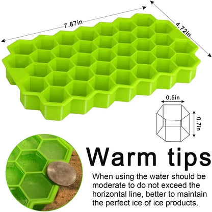 37 Compartment Honeycomb Ice Compartment Molds Jelly Ice Cube Tray with Lid Honeycomb Ice Cube Ice Box Moulds Leedoar