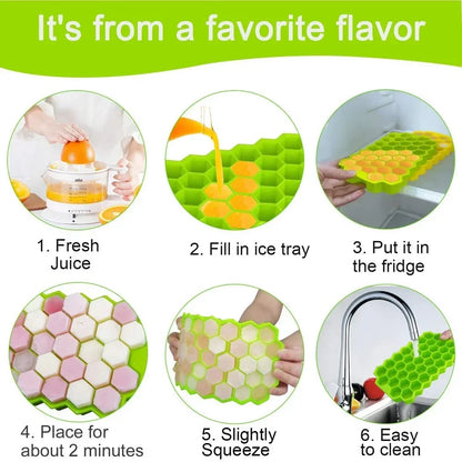 37 Compartment Honeycomb Ice Compartment Molds Jelly Ice Cube Tray with Lid Honeycomb Ice Cube Ice Box Moulds Leedoar