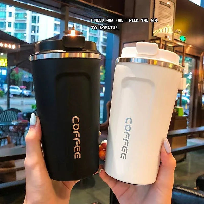 380/510ml Stainless Steel Coffee Cup Travel Thermal Mug Leak-Proof Thermos Bottle Tea Coffee Mug Office Business Style Thermos Leedoar