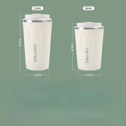 380/510ml Stainless Steel Coffee Cup Travel Thermal Mug Leak-Proof Thermos Bottle Tea Coffee Mug Office Business Style Thermos Leedoar