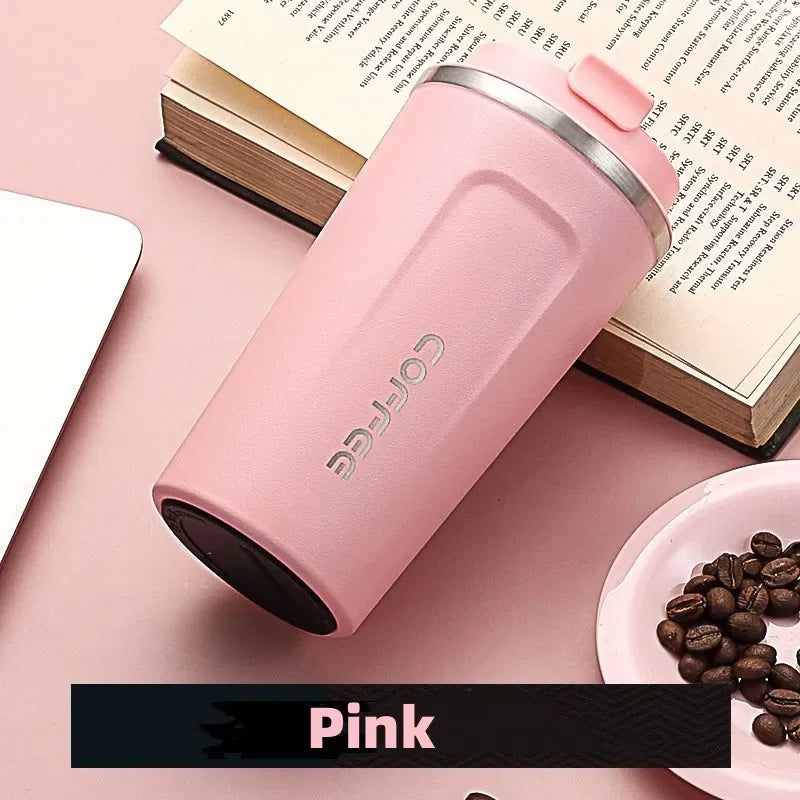 380/510ml Stainless Steel Coffee Cup Travel Thermal Mug Leak-Proof Thermos Bottle Tea Coffee Mug Office Business Style Thermos Leedoar