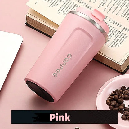 380/510ml Stainless Steel Coffee Cup Travel Thermal Mug Leak-Proof Thermos Bottle Tea Coffee Mug Office Business Style Thermos Leedoar