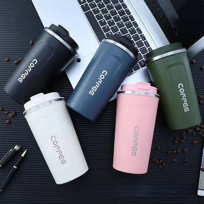 380/510ml Stainless Steel Coffee Cup Travel Thermal Mug Leak-Proof Thermos Bottle Tea Coffee Mug Office Business Style Thermos Leedoar