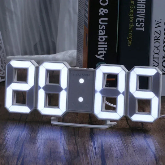 Reloj digital LED 3D para decoración de pared, con modo nocturno brillante, para dormitorio, reloj electrónico ajustable, decoración de habitación, estética 