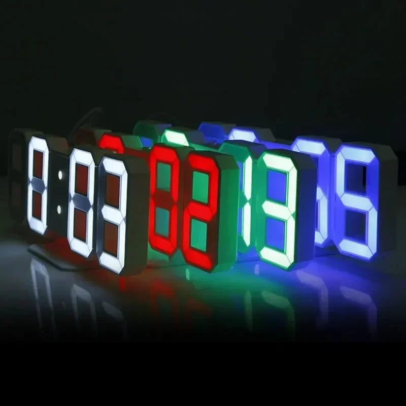 3D LED Digital Clock Wall Decoration Glow Night Mode Decoration for Bedroom Adjustable Electronic Watch Room Decor Aesthetics Leedoar