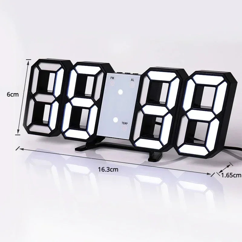 3D LED Digital Clock Wall Decoration Glow Night Mode Decoration for Bedroom Adjustable Electronic Watch Room Decor Aesthetics Leedoar