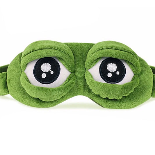 Máscara de dormir 3D Sad Frog Natural para dormir Sombra para os olhos Máscara para os olhos Mulheres Homens Macio Portátil Venda para os olhos Viagem 