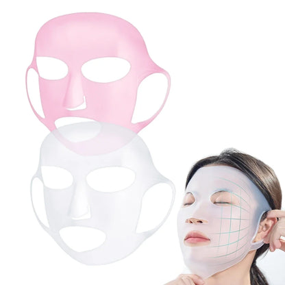 Capa de máscara facial de silicone 3D reutilizável para pendurar na orelha, protetor facial hidratante antienvelhecimento, máscara antievaporação de absorção dupla 