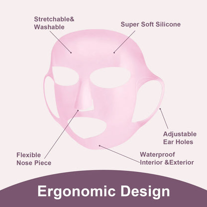 Capa de máscara facial de silicone 3D reutilizável para pendurar na orelha, protetor facial hidratante antienvelhecimento, máscara antievaporação de absorção dupla 