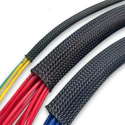 3M Black Insulated Braid Sleeving 19mm Tight PET Wire Cable Protection Expandable Cable Sleeve Wire Gland Leedoar