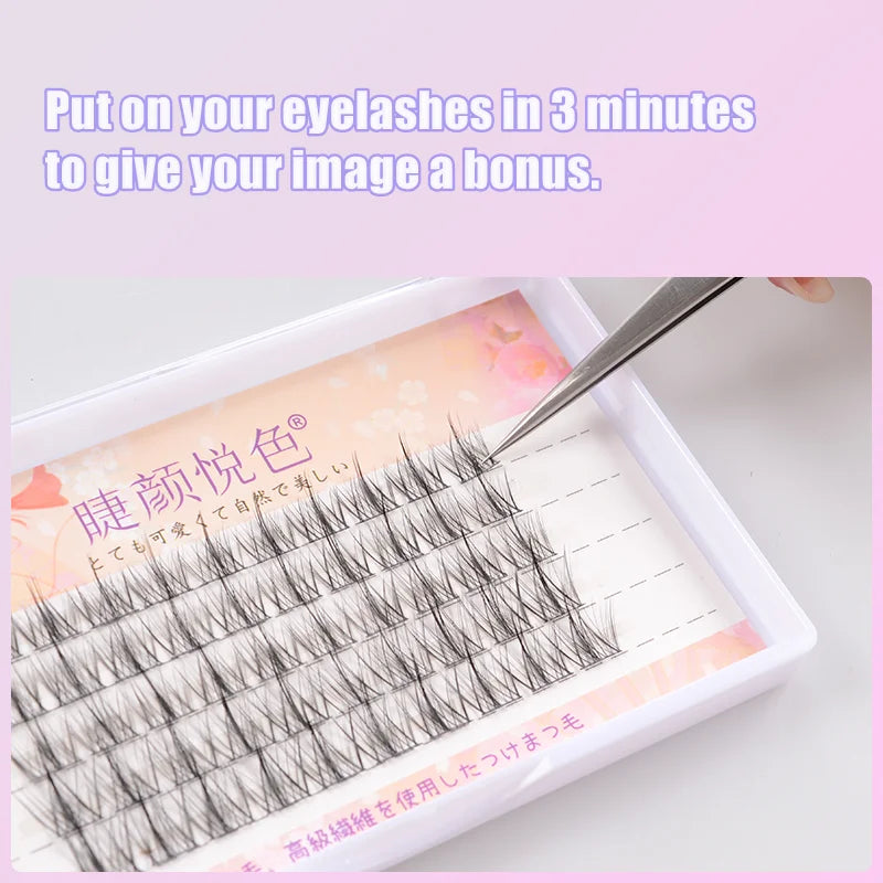 3Mins Sweet Eyeslashes Extension Personal Fake EyeLash Professional Makeup Individual Cluster EyeLashes Grafting False Eyelashes Leedoar