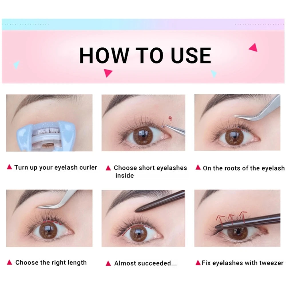 3Mins Sweet Eyeslashes Extension Personal Fake EyeLash Professional Makeup Individual Cluster EyeLashes Grafting False Eyelashes Leedoar