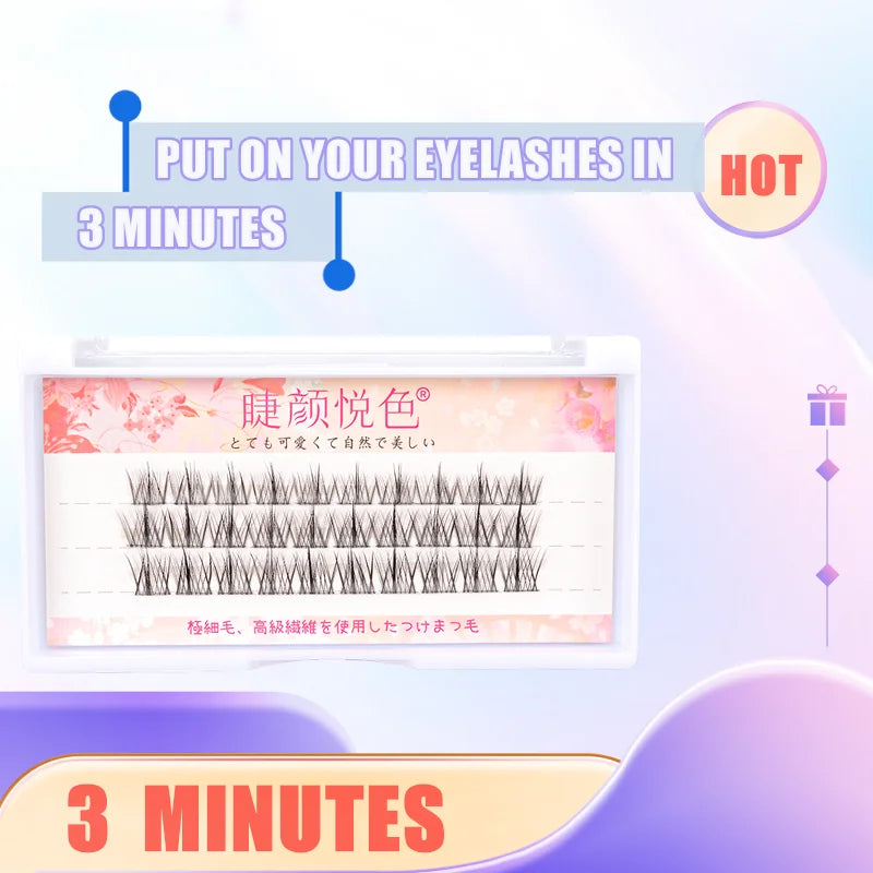 3Mins Sweet Eyeslashes Extension Personal Fake EyeLash Professional Makeup Individual Cluster EyeLashes Grafting False Eyelashes Leedoar