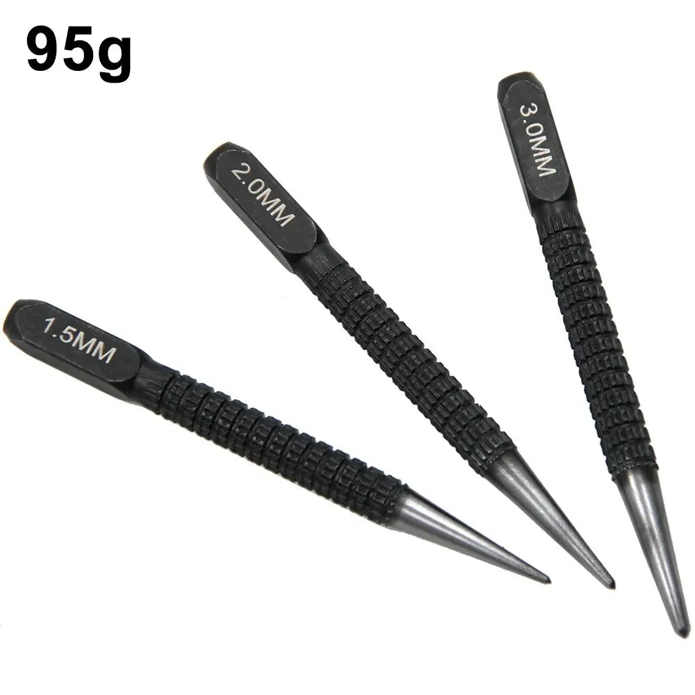 3PC Center Punch Positioning Fixer Black Cylindrical Nail Punching Pin Drilling Tool Accessory Set