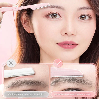 3PCS Portable Eyebrow Trimmer Safe Eyebrow Shaper Foldable Eyebrow Trimmer Razor Blade Razor Women's Makeup Tools Leedoar