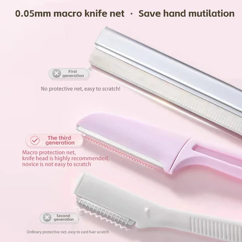 3PCS Portable Eyebrow Trimmer Safe Eyebrow Shaper Foldable Eyebrow Trimmer Razor Blade Razor Women's Makeup Tools Leedoar