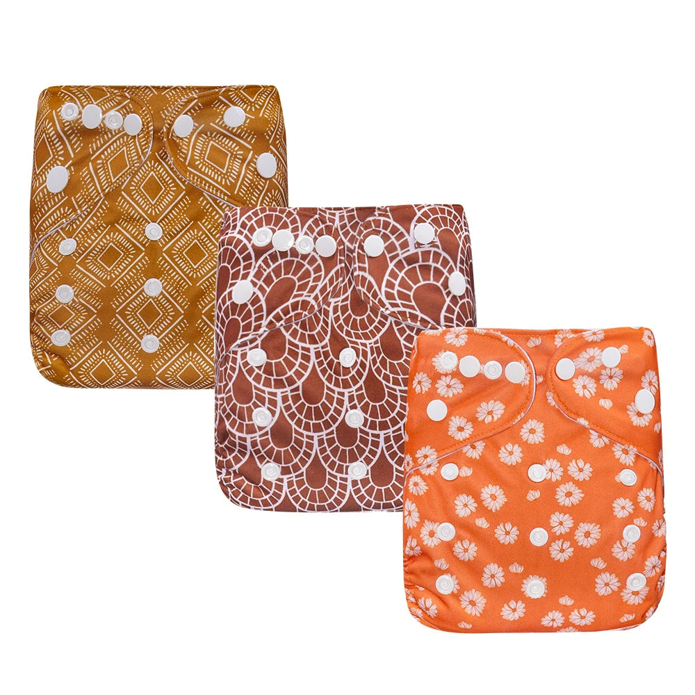 3PCS/Set Newborn Baby Cloth Diapers Reusable Waterproof Eco-Friendly Adjustable Suede Cloth Pocket Diaper Leedoar