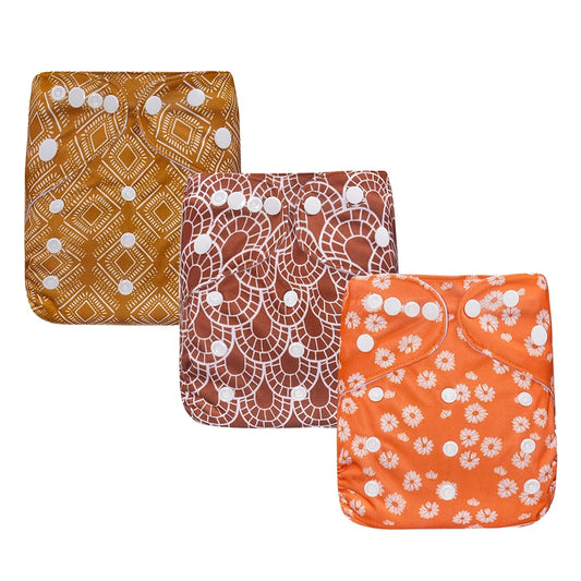 3PCS/Set Newborn Baby Cloth Diapers Reusable Waterproof Eco-Friendly Adjustable Suede Cloth Pocket Diaper