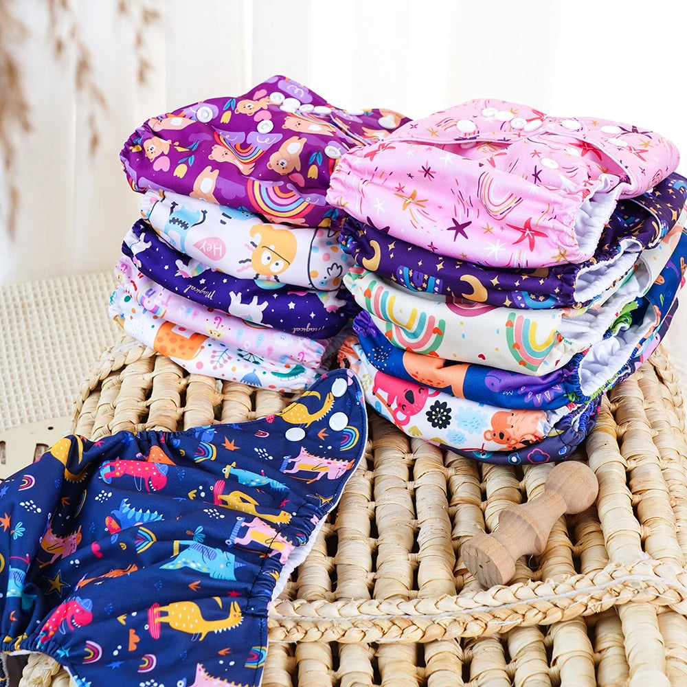 3PCS/Set Newborn Baby Cloth Diapers Reusable Waterproof Eco-Friendly Adjustable Suede Cloth Pocket Diaper Leedoar