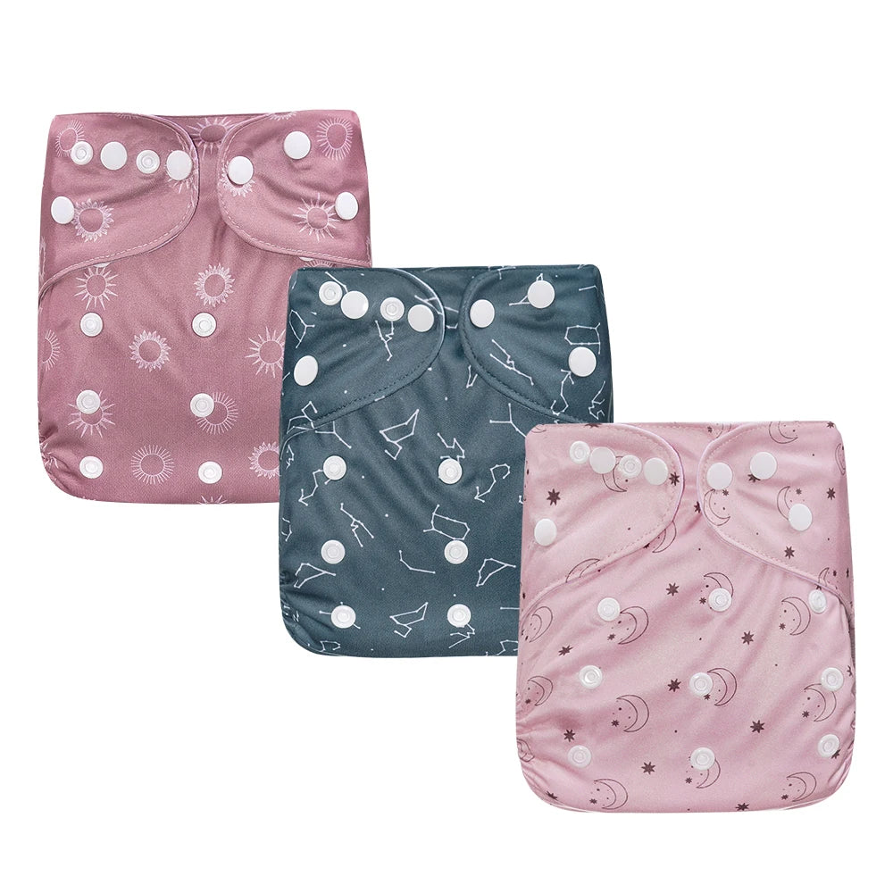 3PCS/Set Newborn Baby Cloth Diapers Reusable Waterproof Eco-Friendly Adjustable Suede Cloth Pocket Diaper Leedoar