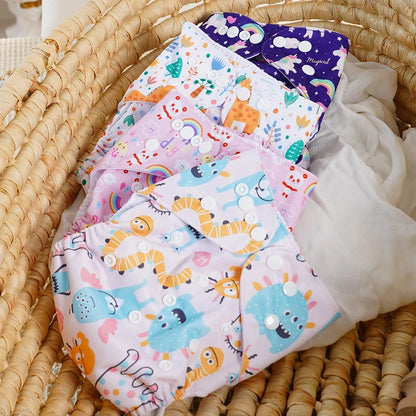 3PCS/Set Newborn Baby Cloth Diapers Reusable Waterproof Eco-Friendly Adjustable Suede Cloth Pocket Diaper Leedoar