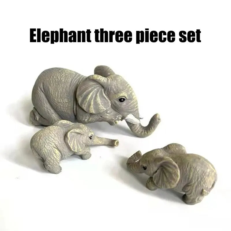 3PCS/set Elephant Sitter Hand-Painted Figurines,Full Size Mother and Two Babies Hanging Off The Edge of a Shelf Or Table,Resin Leedoar