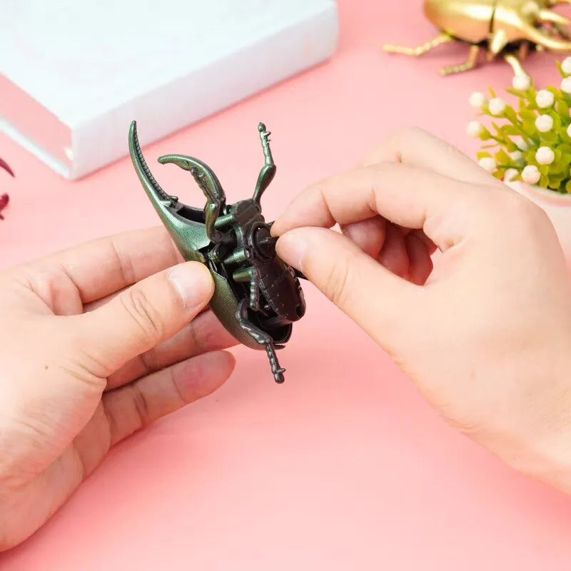 3PCs Wind-Up Beetle Creative Prankster Animated Insect Model Scarab Beetle Children's Battle Wind-Up Toy Leedoar