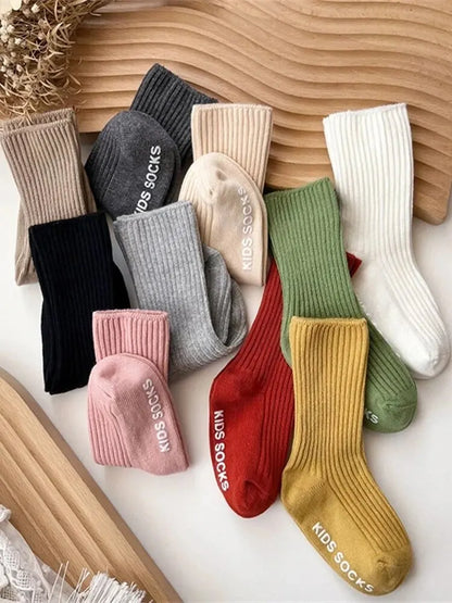 3Pairs/Lot Baby Socks Boys Girls Cotton Stripe Soft Sock Kids Toddler Non-Slip Rubber Grips Floor Socken For 0-3 Years Leedoar