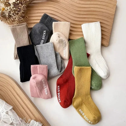 3Pairs/Lot Baby Socks Boys Girls Cotton Stripe Soft Sock Kids Toddler Non-Slip Rubber Grips Floor Socken For 0-3 Years Leedoar