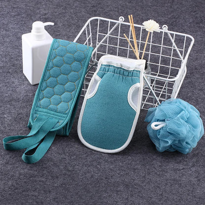 3Pcs Body Cleaning Washcloth Soft Brush Home Hotel Bathroom Shower Ball Back Scrubber Set Esfoliante Pele Toalha Luvas de Banho 