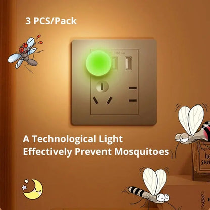 3 piezas de luz nocturna repelente de mosquitos, luz LED repelente de mosquitos, luz USB portátil creativa para el hogar, dormitorio, mini luz nocturna 