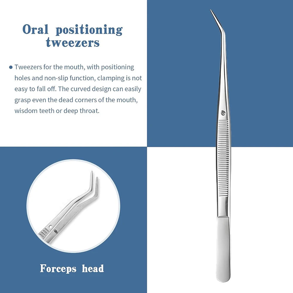 3Pcs Stainless Steel Dental Mirrors Oral Scope Tweezers Teeth Cleaning Tool Oral Dental Cleaning Kit Dentist Instrument Leedoar