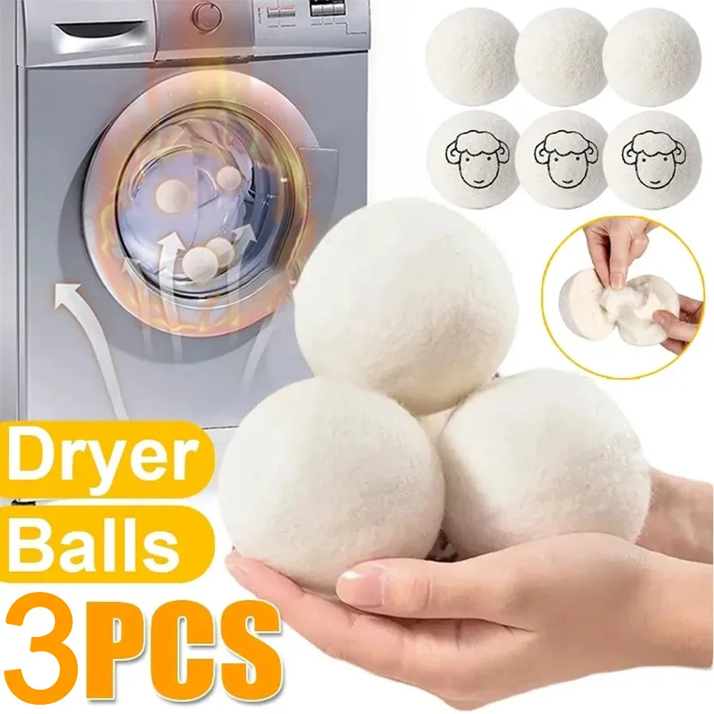 3Pcs Wool Drying Ball Antistatic Special Anti-winding Ball of Wool Household Drying Ball Reusable Washing Machine Parts 6cm Leedoar