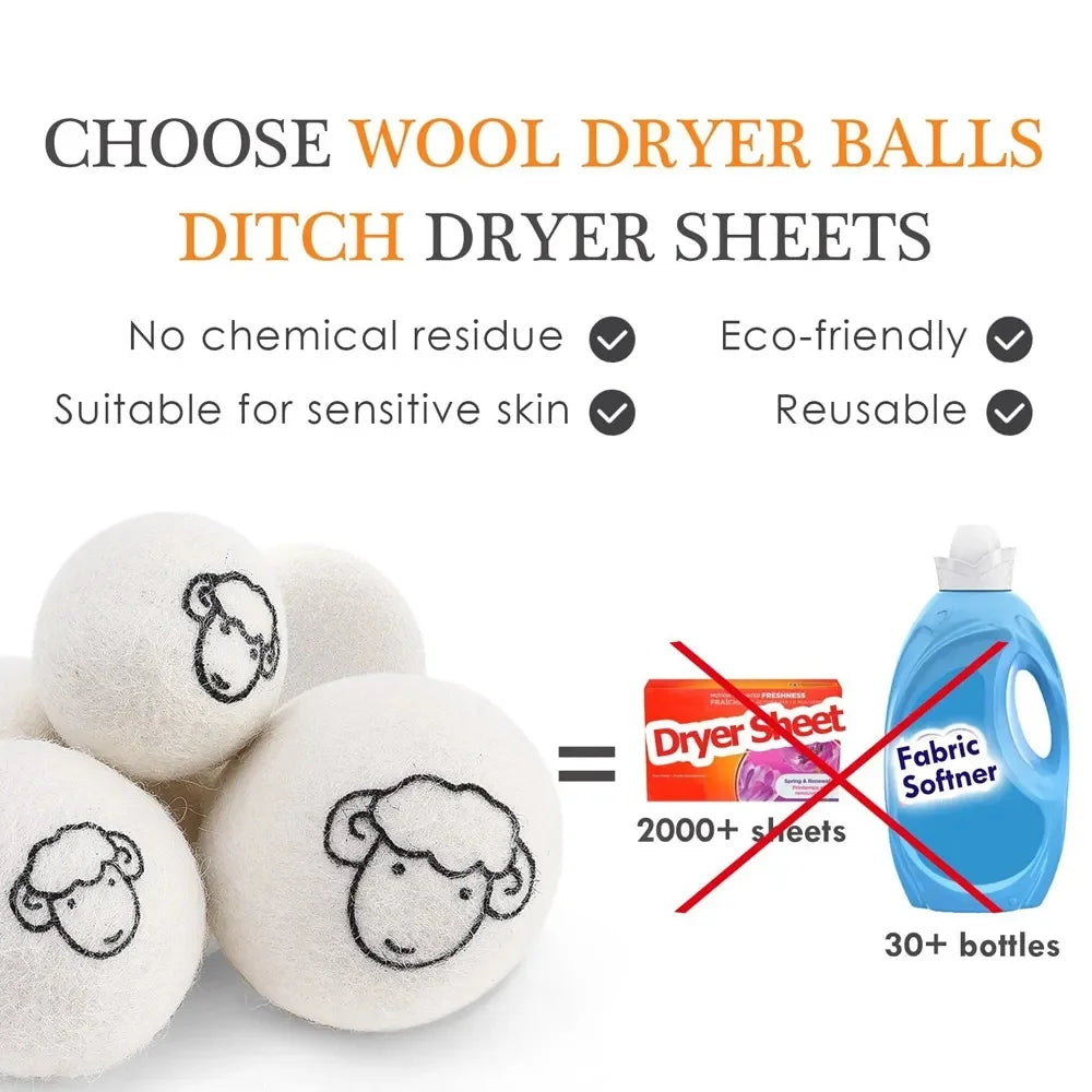 3Pcs Wool Drying Ball Antistatic Special Anti-winding Ball of Wool Household Drying Ball Reusable Washing Machine Parts 6cm Leedoar