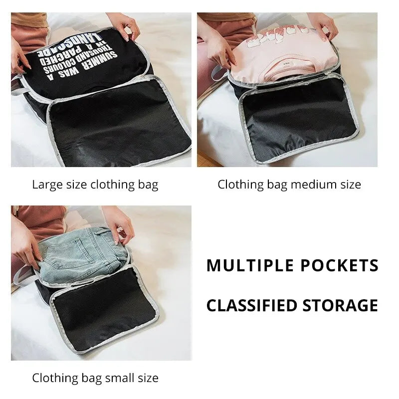 3Pcs/set Black/Blue/Grey Compressible Travel Storage Bag Portable Large Capacity Storage Bag Suitcase Luggage Packing Cubes Leedoar