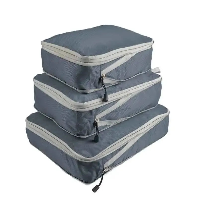 3Pcs/set Black/Blue/Grey Compressible Travel Storage Bag Portable Large Capacity Storage Bag Suitcase Luggage Packing Cubes Leedoar