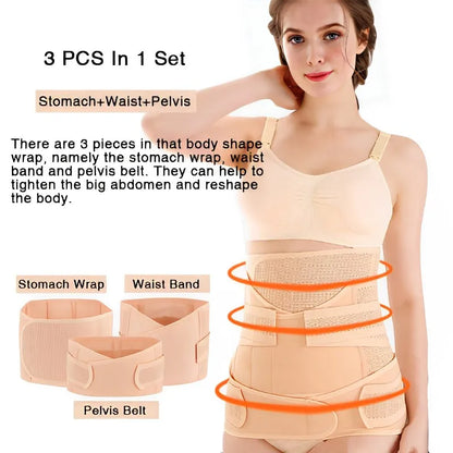 3in1 Corset Postpartum Belly Band Pregnant Women Tummy Belly Pelvis Belt Wrap Waist Trainer Recovery Bandage Strap Body Shaper Leedoar