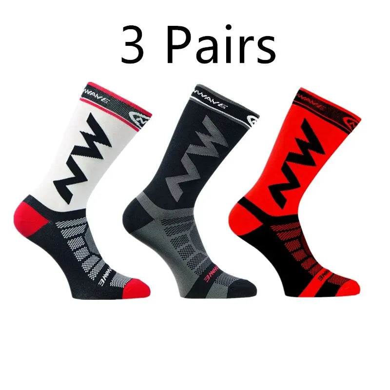 3 pares de meias esportivas respiráveis ​​para corrida, mountain bike, esportes ao ar livre, antiderrapantes, absorventes de choque, espessadas, resistentes ao desgaste 