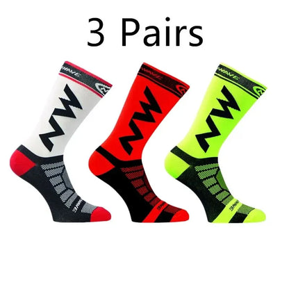 3 pares de meias esportivas respiráveis ​​para corrida, mountain bike, esportes ao ar livre, antiderrapantes, absorventes de choque, espessadas, resistentes ao desgaste 